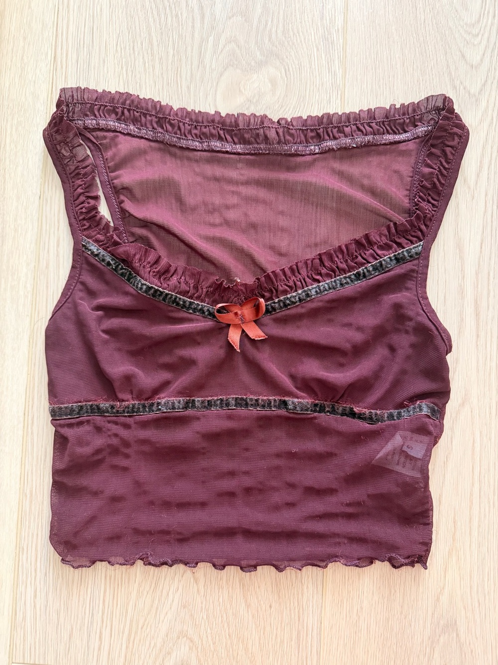 GUC Burgundy Sheer Mesh Y2K Cami Top